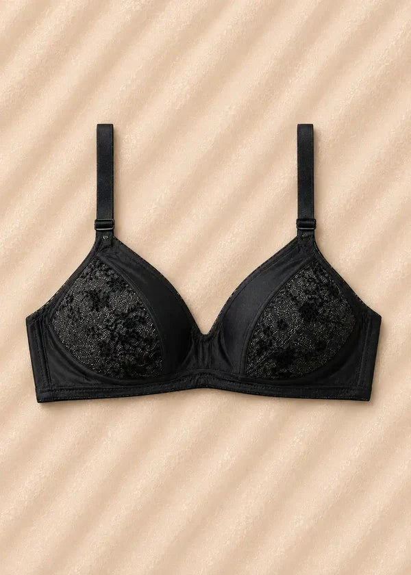 Black and Nude Premium Lace Bra Pack of 2