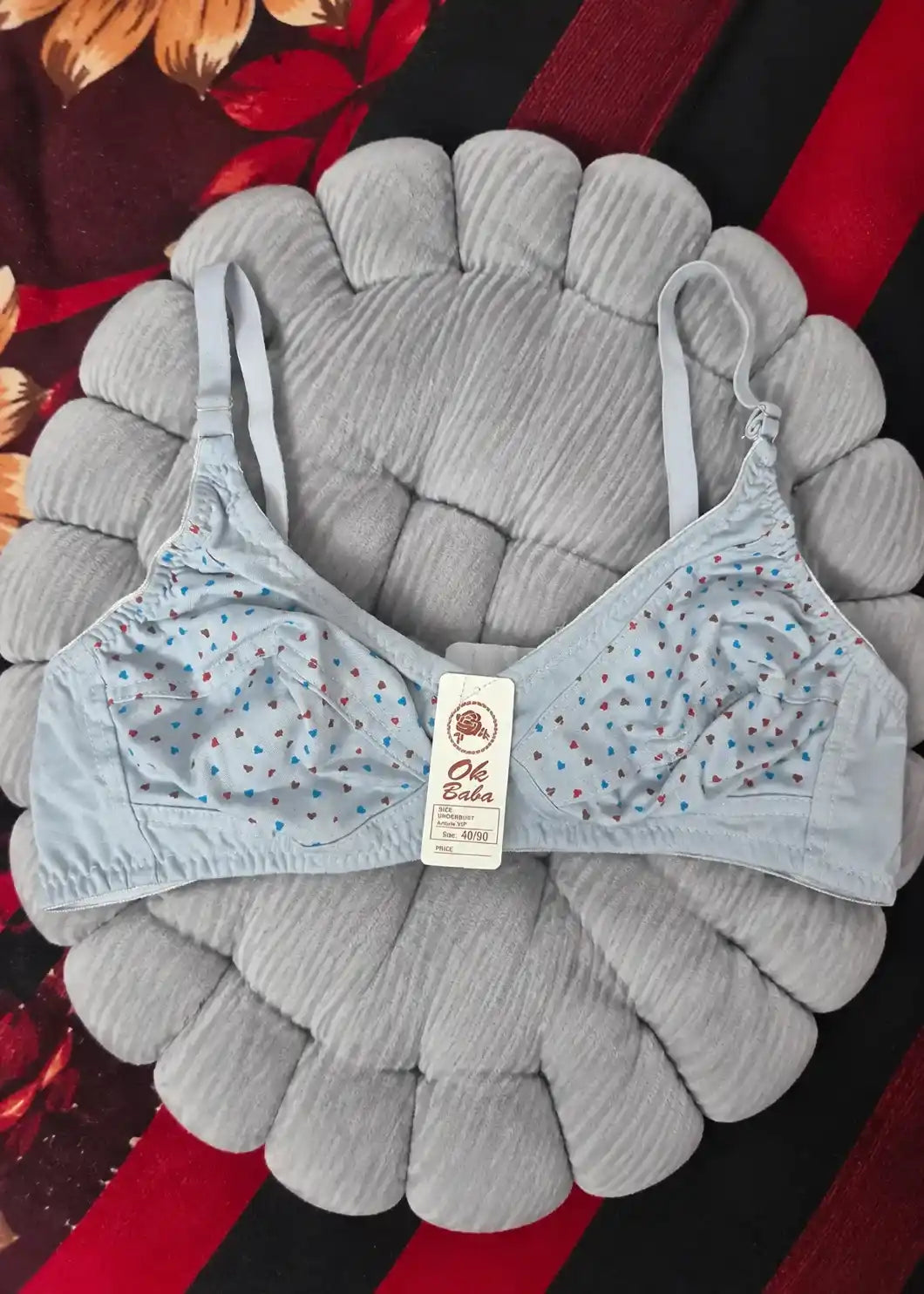 Printed Cotton Hosiery Bra Pack of 4  Maroon, Black, Yellow, and Sky blue