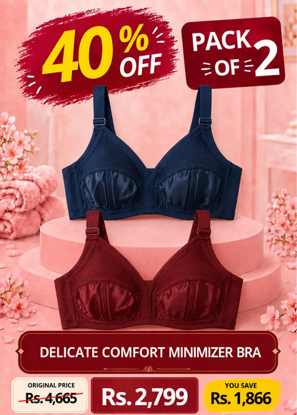 Delicate Comfort Minimizer Bra Pack of 2  Navy Blue and Maroon