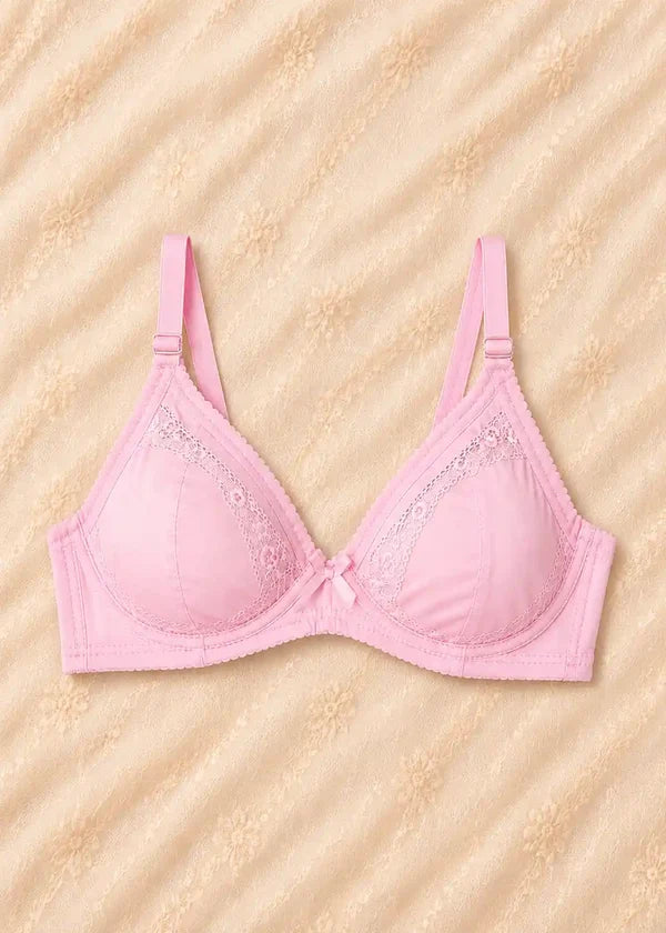 Premium Embroidered Full Coverage Bra Pack of 2 Skin and Pink