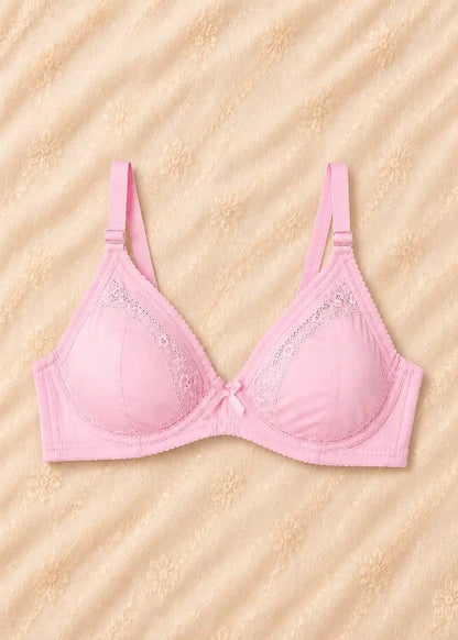 Premium Embroidered Full Coverage Bra Pack of 2 Skin and Pink
