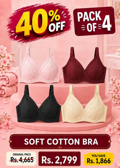 Soft Cotton Bra Pack of 4