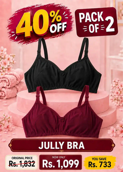 Jully Bra Pack of 2 | Soft, Comfortable & Full Support Everyday Bra for Women