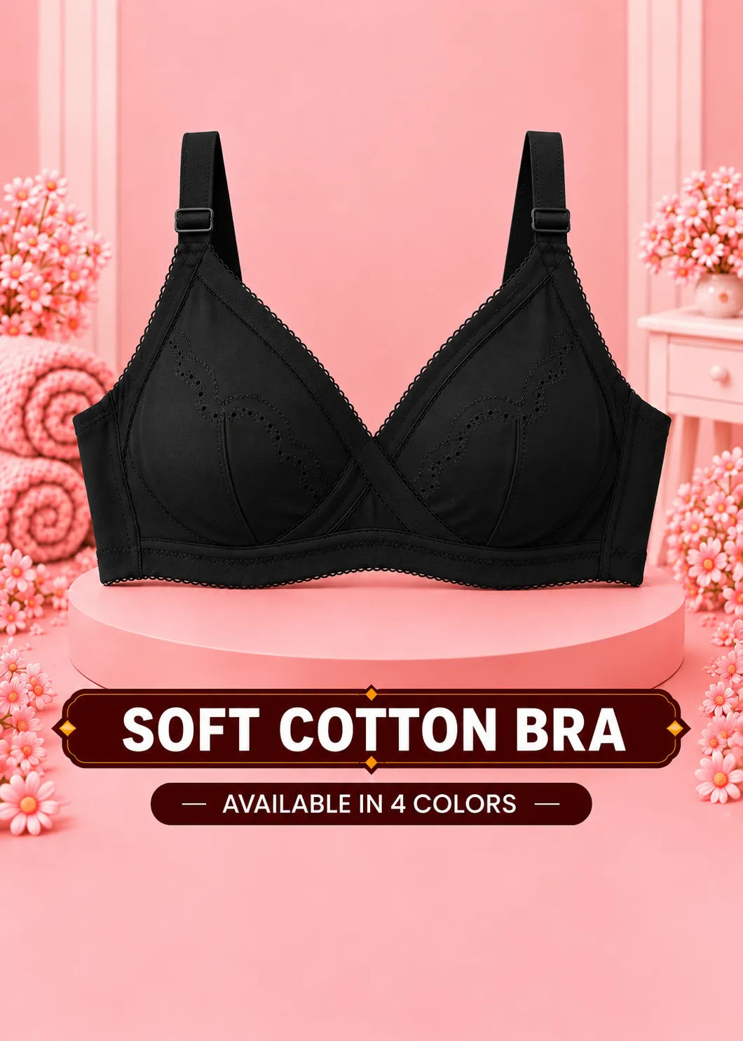 Soft Cotton Bra with Full Coverage Support