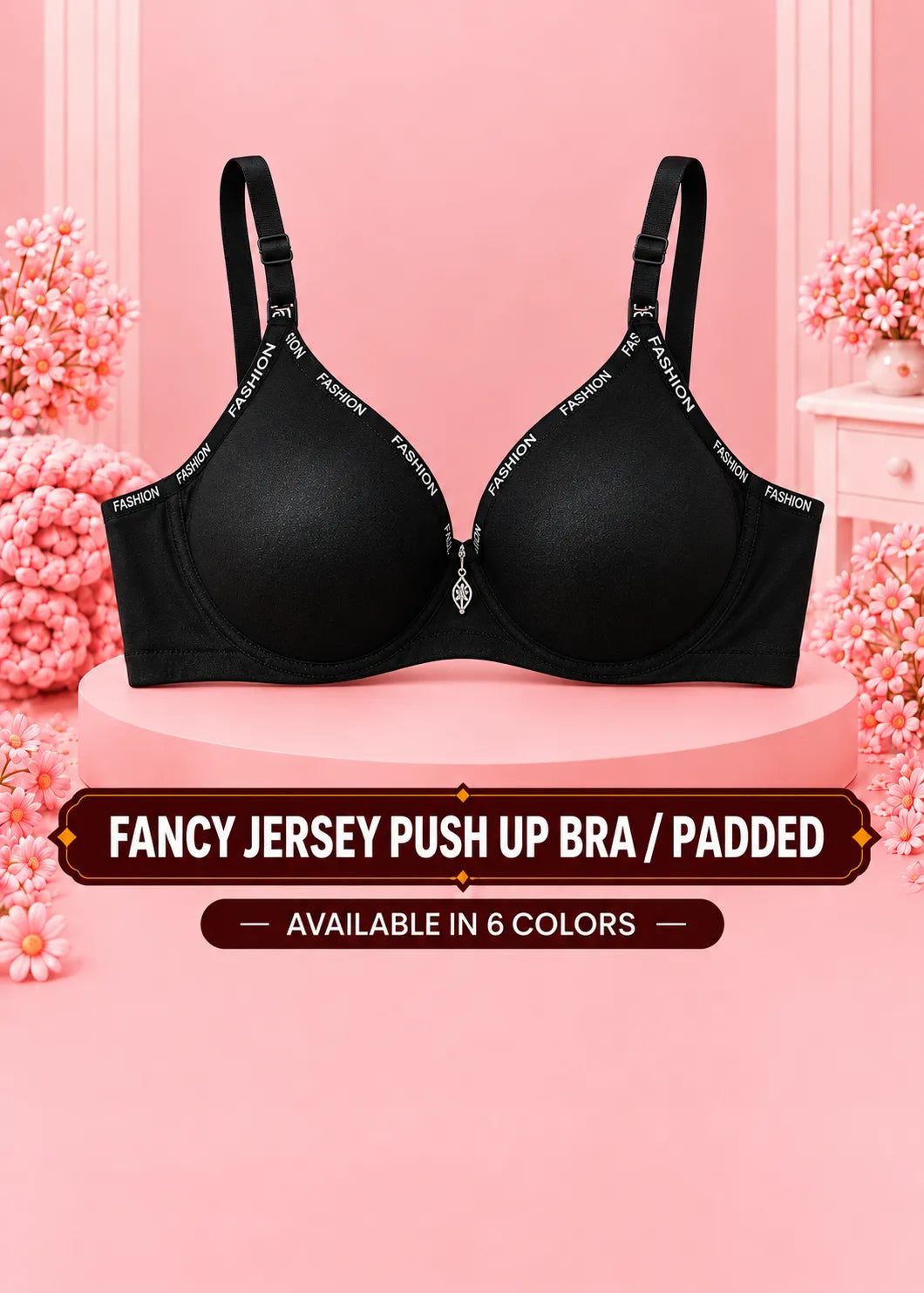 Fancy Jersey Push Up Bra / Padded