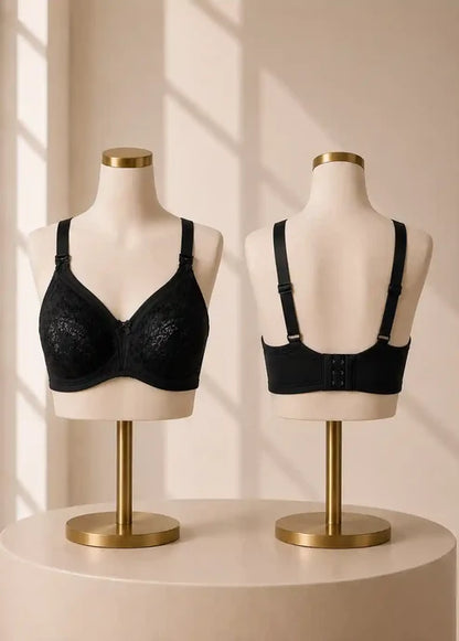 Full Net Comfort Bra Pack of 2 | Black & Skin