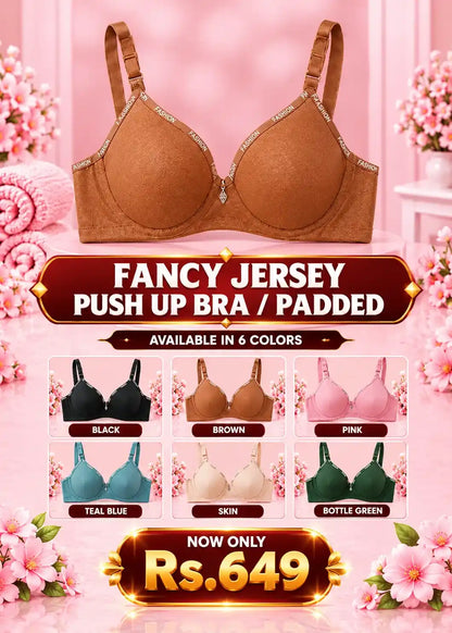 Fancy Jersey Push Up Bra / Padded