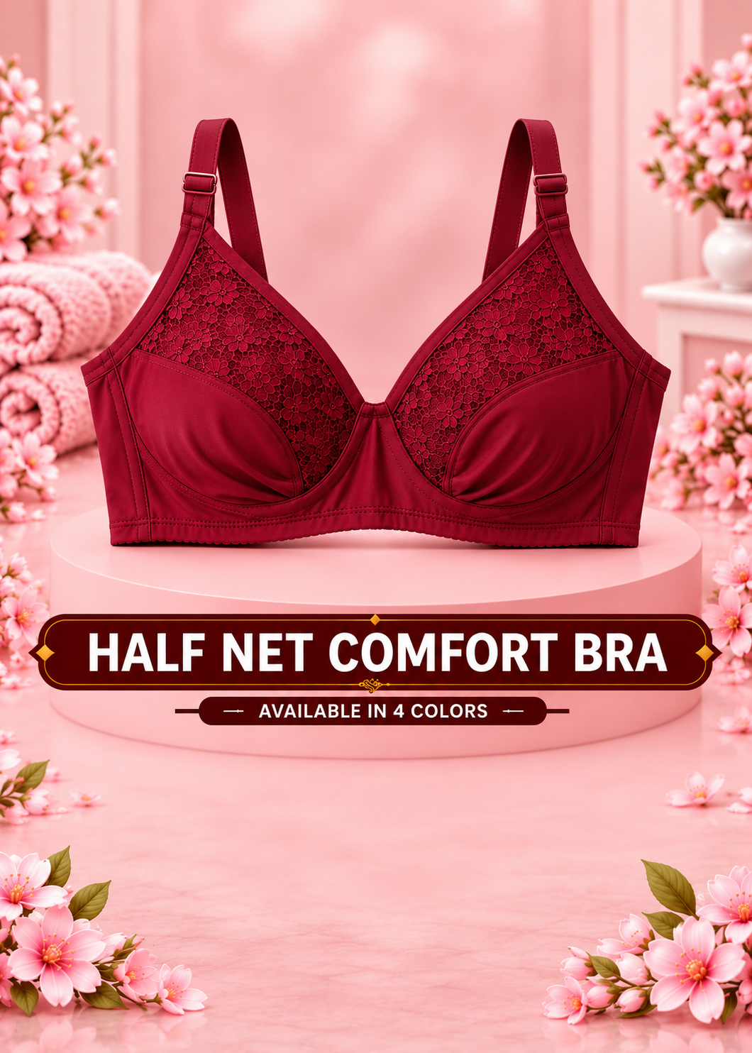 Half Net Comfort Bra Soft Support for Everyday Confidence