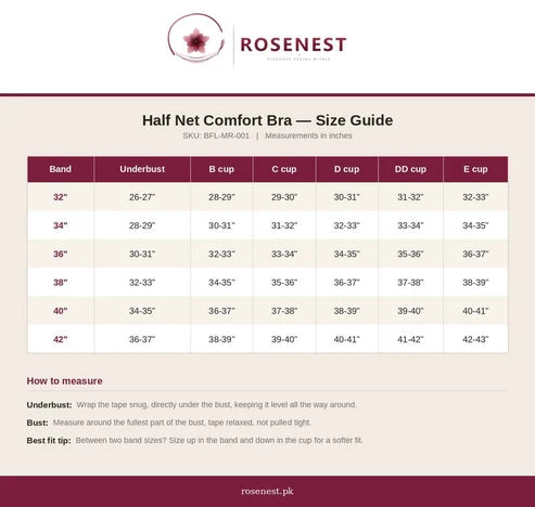 Half Net Comfort Bra Pack of 4 | Black, Navy, Maroon & Skin