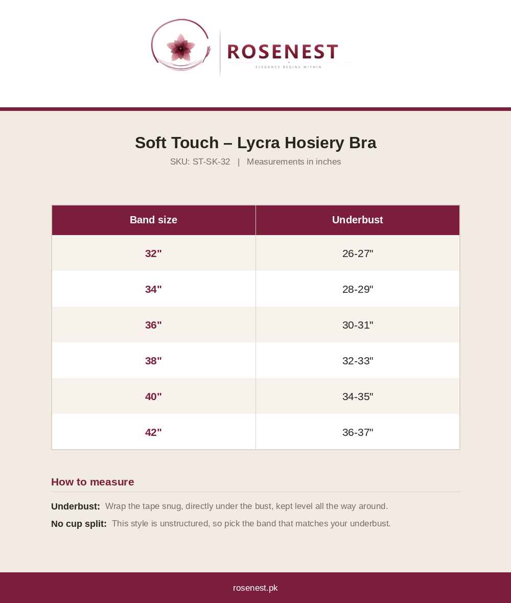 Soft Touch Lycra Hosiery Bra